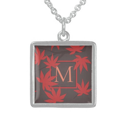 Modern Monogram Maple Leaf Sterling Silver Necklace