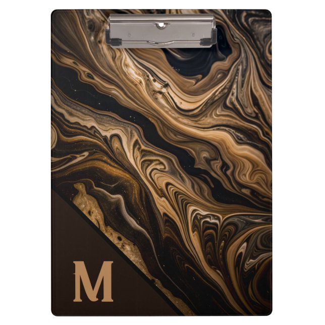 Modern Monogram Marble Clipboard (Front)