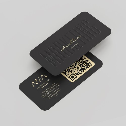 Modern Monogram Marketing Black Gold Professional  Business Card