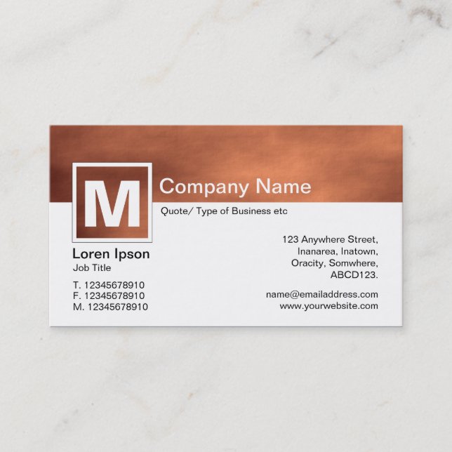 Modern Monogram - Martian Dust Storm Business Card (Front)