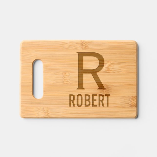 Modern Monogram mens name Engraved Cutting Board (Front)