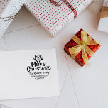Modern Monogram Merry Christmas Family  Rubber Stamp<br><div class="desc">This modern "Merry Christmas" rubber stamp features a monogram with custom family name and address.</div>