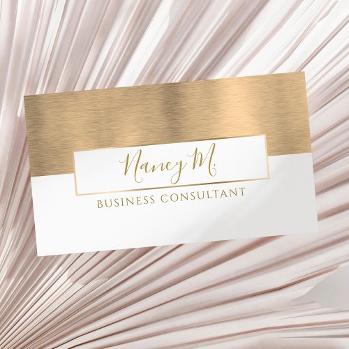 Modern monogram metallic gold  white consultancy  business card