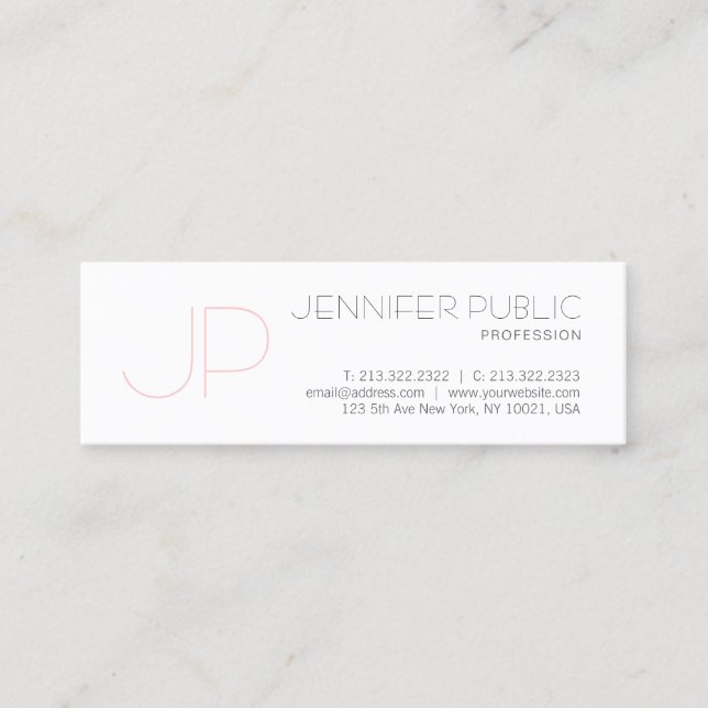Modern Monogram Minimal Design Luxury Professional Mini Business Card (Front)