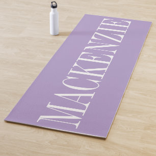 Modern Monogram Minimal Lavender White Yoga Mat