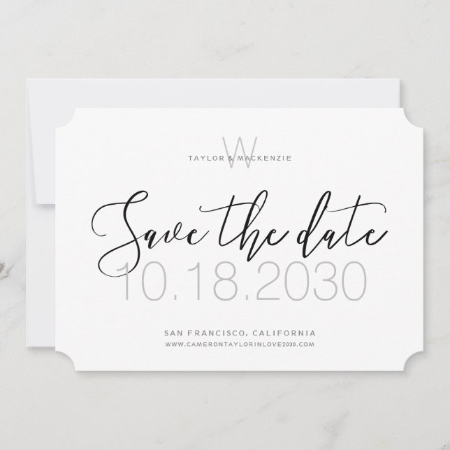 Modern Monogram Minimal Save the Date (Front)