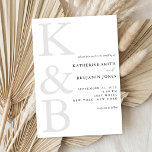 Modern Monogram Minimalist All in One Wedding Invitation<br><div class="desc">Easily personalize your wedding invitations with this editable template. Features minimal elegant typography design in black and white color.</div>