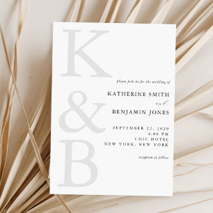 Modern Monogram Minimalist All in One Wedding Invitation