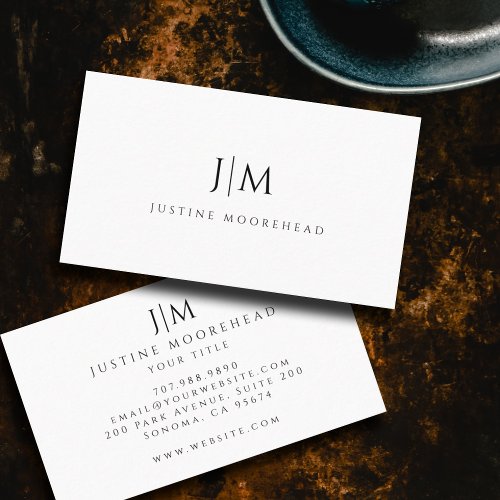 Modern Monogram Minimalist Corporate Business Card