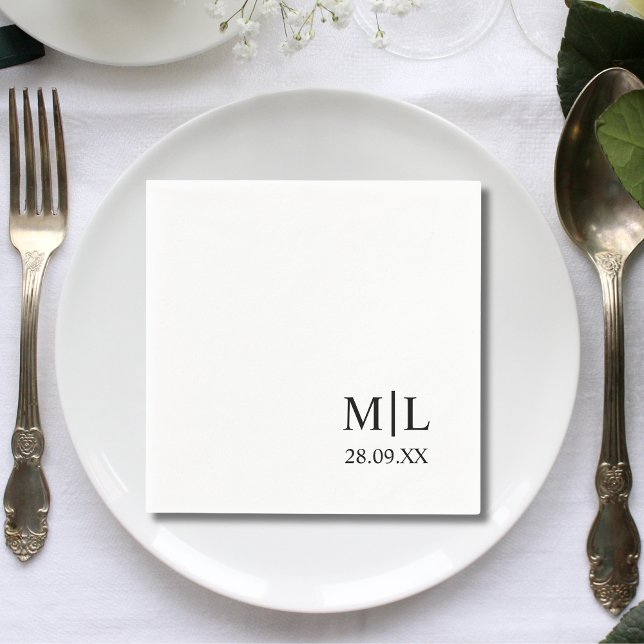 Modern Monogram Minimalist Custom Wedding Napkins (Creator Uploaded)