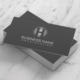 Modern Monogram Minimalist Gray Professional Business Card