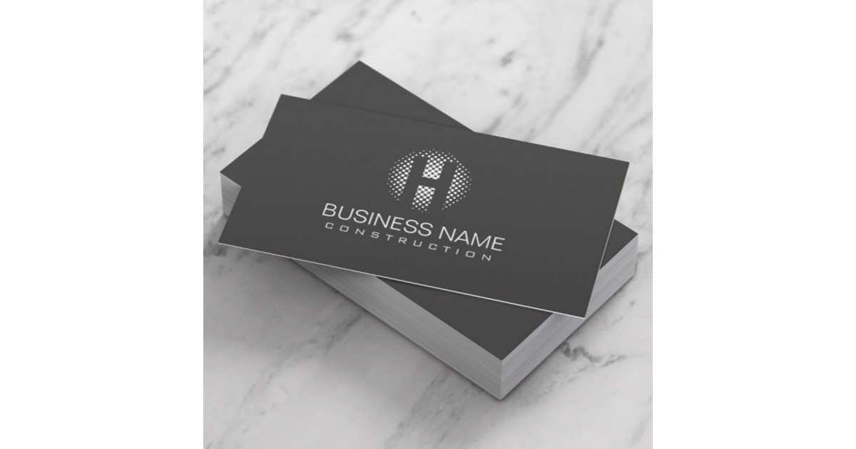 Modern Monogram Minimalist Gray Professional Business Card | Zazzle