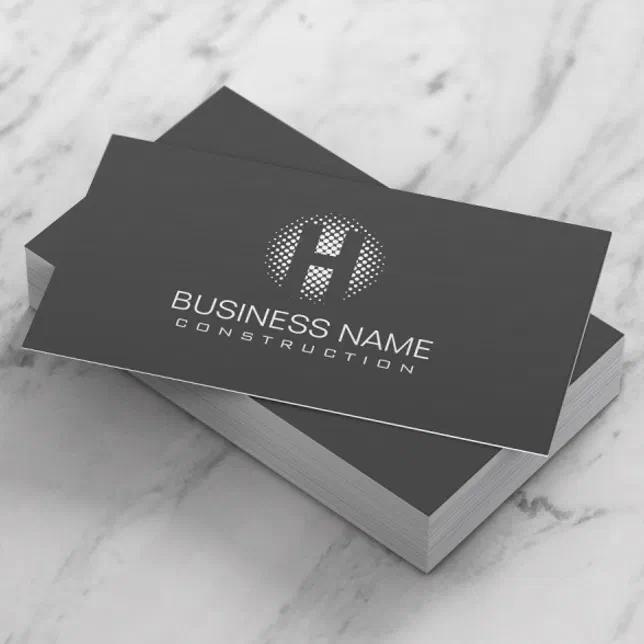 Modern Monogram Minimalist Gray Professional Business Card | Zazzle