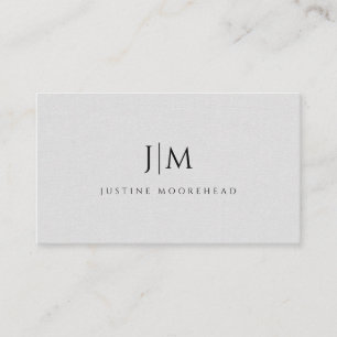 Modern Monogram Minimalist Linen Effect Business Card
