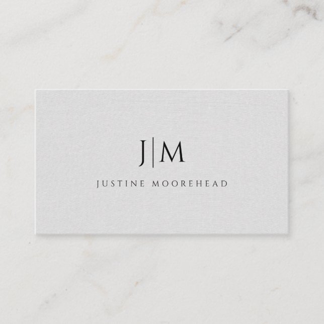 Modern Monogram Minimalist Linen Effect Business Card (Front)