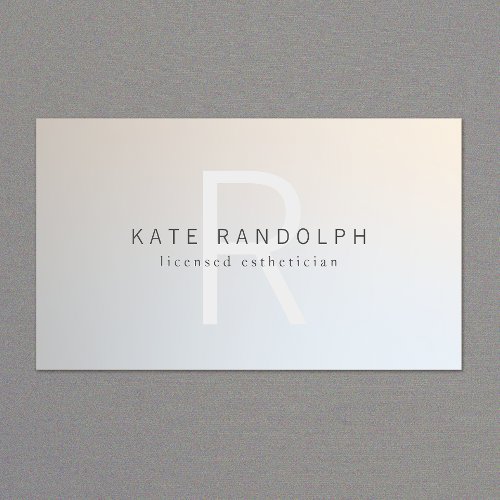 Modern Monogram Minimalist Luminous Silver Business Card