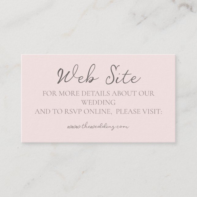 Modern Monogram Minimalist Misty Rose Wedding Site Business Card (Front)