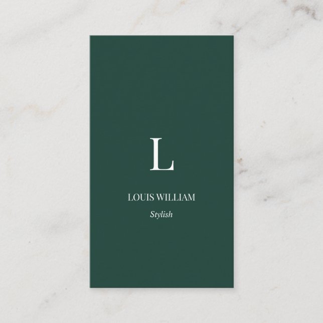 Modern Monogram Minimalist Professional Emerald Business Card (Front)