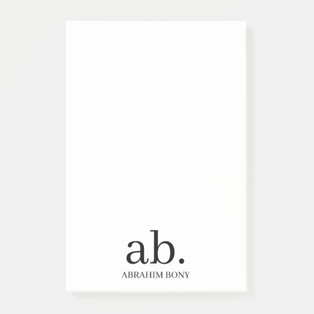Modern Monogram Minimalist Stylish Design Post-it Notes (Front)