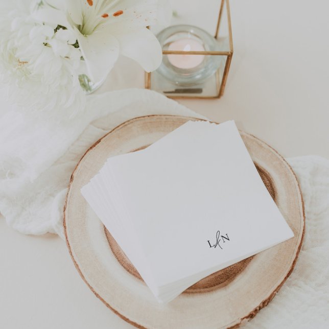 Modern Monogram Minimalist Wedding Couple Initials Napkins (Creator Uploaded)