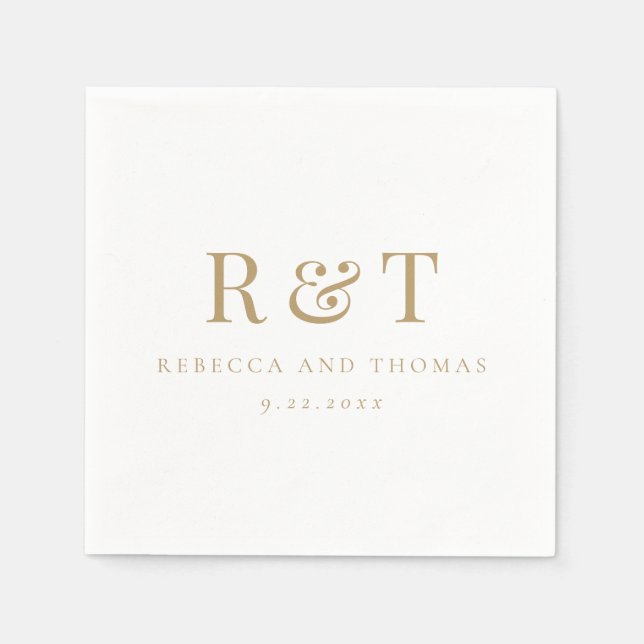 Modern Monogram Minimalist Wedding Napkins (Front)