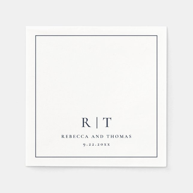 Modern Monogram Minimalist Wedding Napkins (Front)