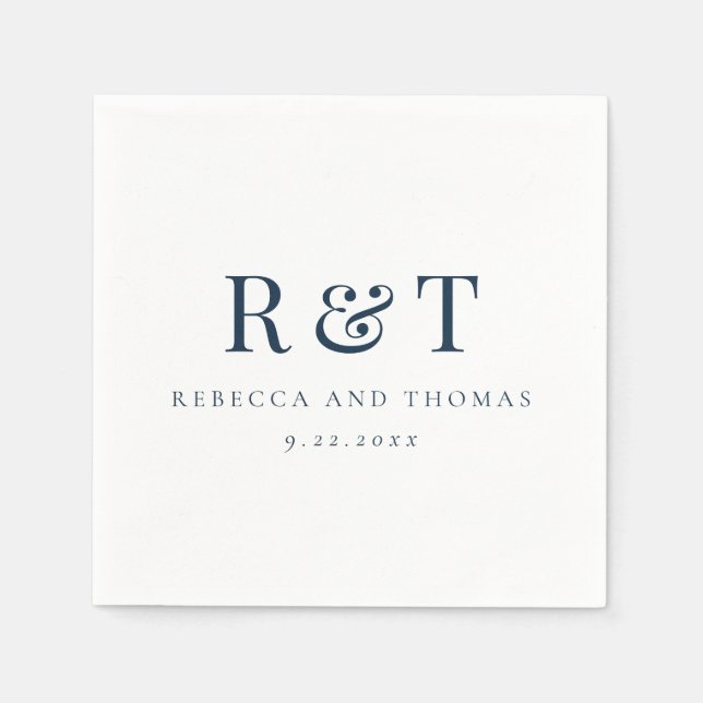 Modern Monogram Minimalist Wedding Napkins (Front)