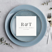 Modern Monogram Minimalist Wedding  Napkins
