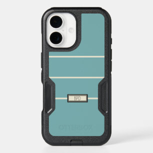 Modern Monogram Monogrammed Trendy Stylish Aqua iPhone 16 Case