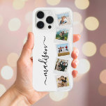 Modern Monogram Name 5 Photo Collage iPhone 16 Pro Max Case<br><div class="desc">Create your own photo collage phone case featuring 5 of your favorite pictures in a simple photo collage alongside modern monogram name in elegant script typography.</div>
