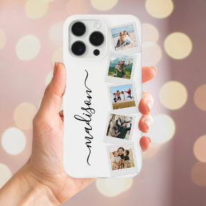 Modern Monogram Name 5 Photo Collage iPhone 16 Pro Max Case