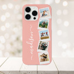 Modern Monogram Name 5 Photo Collage iPhone 16 Pro Max Case<br><div class="desc">Create your own photo collage phone case featuring 5 of your favorite pictures in a simple photo collage alongside modern monogram name in elegant script typography.</div>