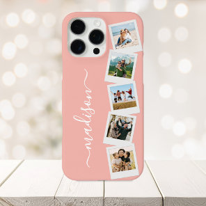 Modern Monogram Name 5 Photo Collage iPhone 16 Pro Max Case