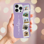 Modern Monogram Name 5 Photo Collage iPhone 16 Pro Max Case<br><div class="desc">Create your own photo collage phone case featuring 5 of your favorite pictures in a simple photo collage alongside modern monogram name in elegant script typography.</div>