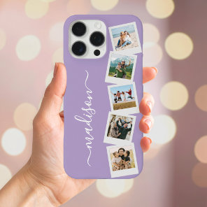 Modern Monogram Name 5 Photo Collage iPhone 16 Pro Max Case