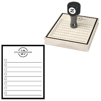 Modern Monogram Name 8 Row To Do List 4" x 5" Rubber Stamp
