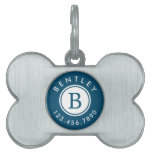 Modern Monogram Name And Phone Number | Blue Pet Id Tag at Zazzle