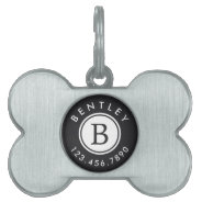 Modern Monogram Name And Phone Number | Charcoal Pet Id Tag at Zazzle
