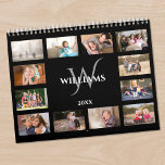 Modern Monogram Name Black Custom Photo Calendar<br><div class="desc">Create your own modern custom photo calendar. The chic black cover shows all your photos lining the edges with black separating them and a space in the middle with your name, monogram, and the year in an elegant font. Take your favorite photos and replace the sample images for each month...</div>