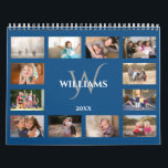 Modern Monogram Name Blue Custom 2024 Photo Calendar<br><div class="desc">Create your own modern custom photo calendar. The chic blue cover shows all your photos lining the edges with blue separating them and a space in the middle with your name, monogram, and the year in an elegant font. Take your favorite photos and replace the sample images for each month...</div>