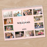 Modern Monogram Name Coral Pink Custom 2025 Photo Calendar<br><div class="desc">Create your own modern custom photo calendar. The chic coral pink cover shows all your photos lining the edges with pink separating them and a space in the middle with your name, monogram, and the year in an elegant font. Take your favorite photos and replace the sample images for each...</div>