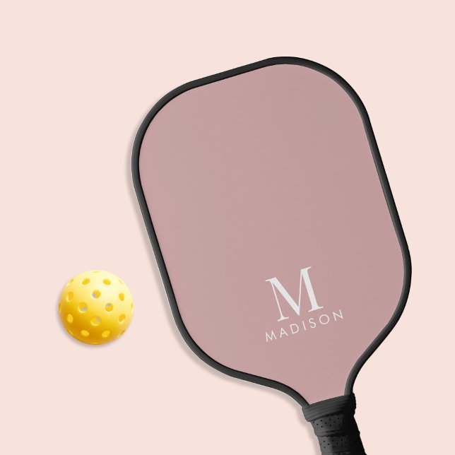 Modern Monogram Name Dusty Rose Pickleball Paddle (Creator Uploaded)