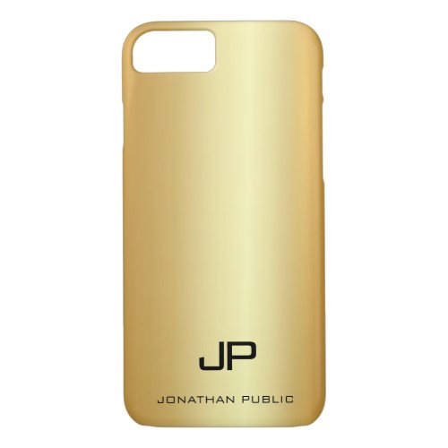 Modern Monogram Name Elegant Gold Look Template iPhone 87 Case