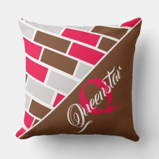Modern Monogram Name Geometric Pink Brown Pattern