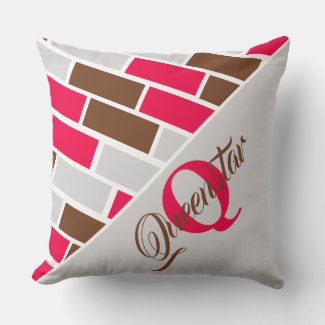 Modern Monogram Name Geometric Pink Brown Pattern