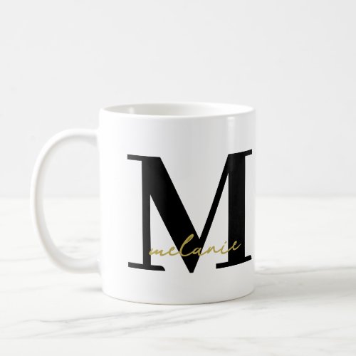 Modern Monogram Name Gift Gold Black Coffee Mug