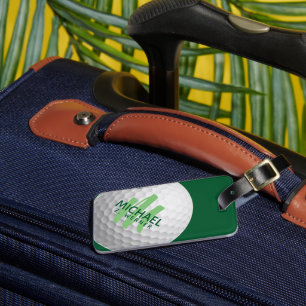 Modern Monogram Name Golfer Travel Luggage Tag