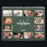 Modern Monogram Name Green Custom 2024 Photo Calendar<br><div class="desc">Create your own modern custom photo calendar. The chic dark green cover shows all your photos lining the edges with green separating them and a space in the middle with your name, monogram, and the year in an elegant font. Take your favorite photos and replace the sample images for each...</div>