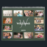 Modern Monogram Name Green Custom 2024 Photo Calendar<br><div class="desc">Create your own modern custom photo calendar. The chic dark green cover shows all your photos lining the edges with green separating them and a space in the middle with your name, monogram, and the year in an elegant font. Take your favorite photos and replace the sample images for each...</div>