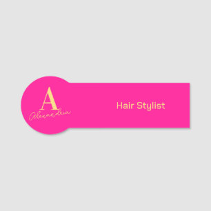 Modern Monogram Name Hair Stylist Employee Tag